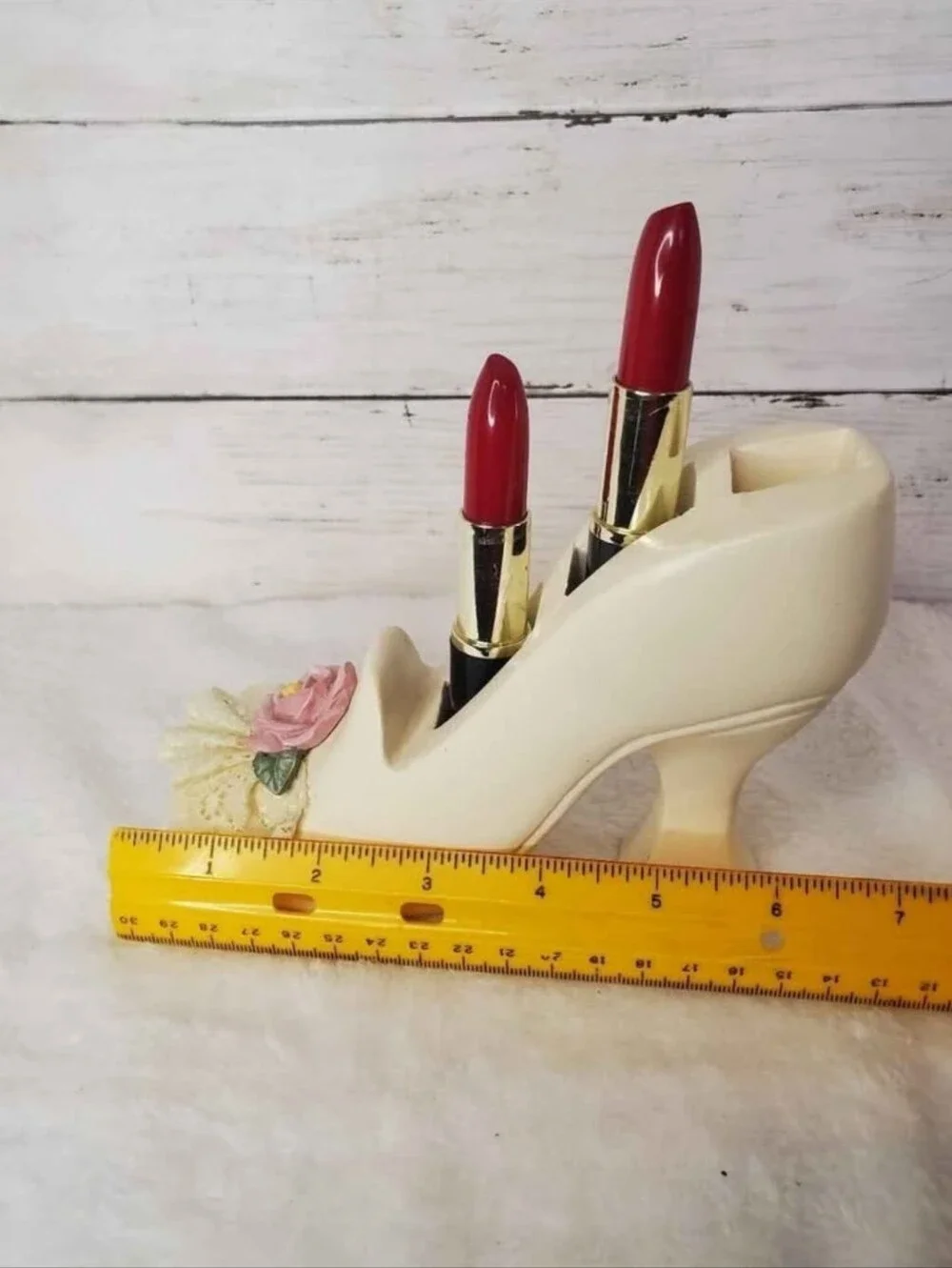 Vintage Victorian Wooden High Heel Lipstick Holder Cottagecore Grandmacore Mcm